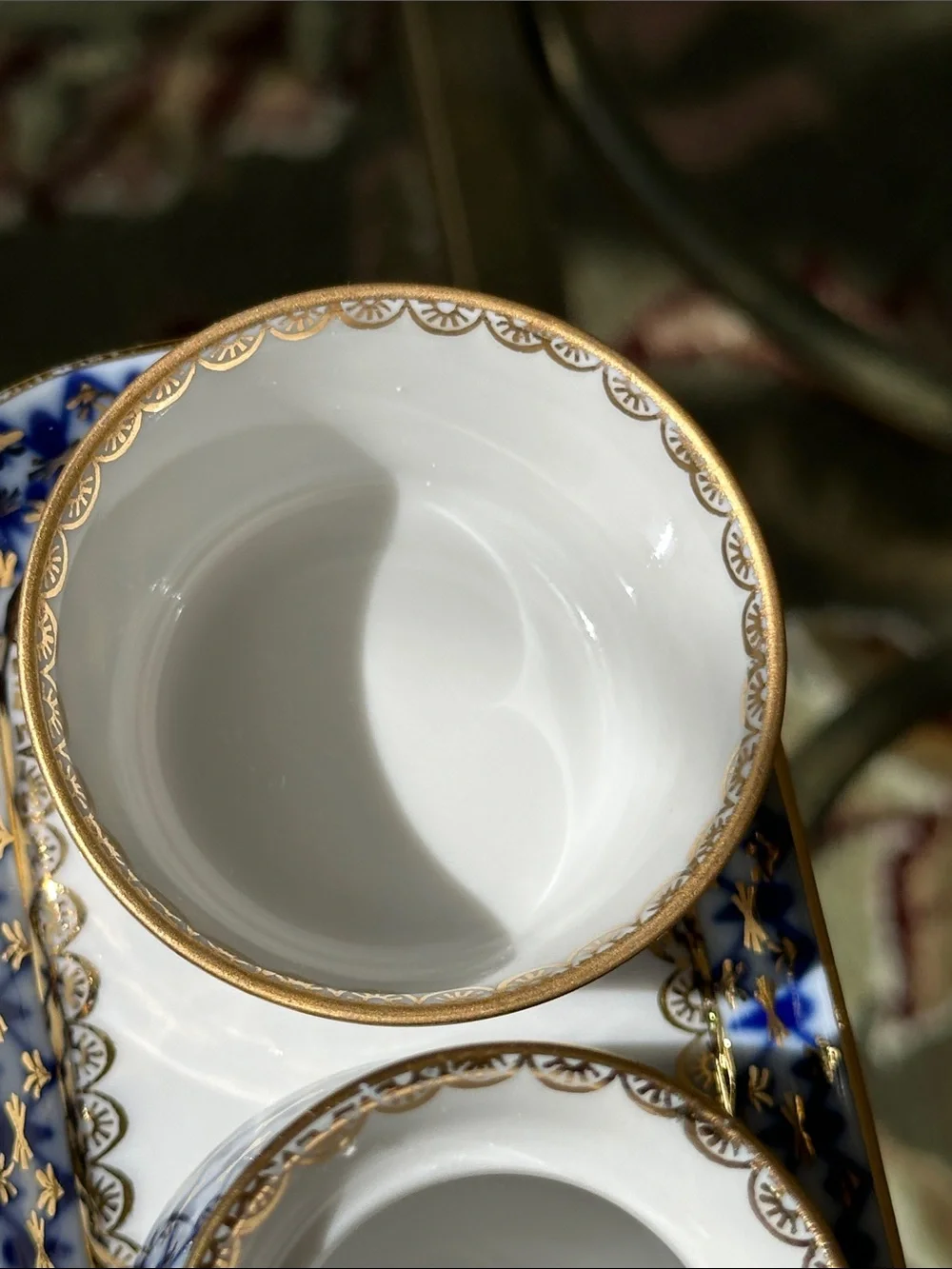LOMONOSOV PORCELAIN SET, 4USSR, ST, ST. PETERSBURG Blue and White